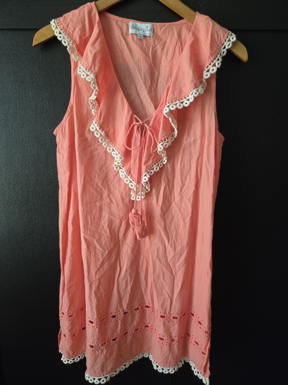 Mud Pie Women's Coral Lace-Trim Cover Up/ Tunic ~ Size Medium